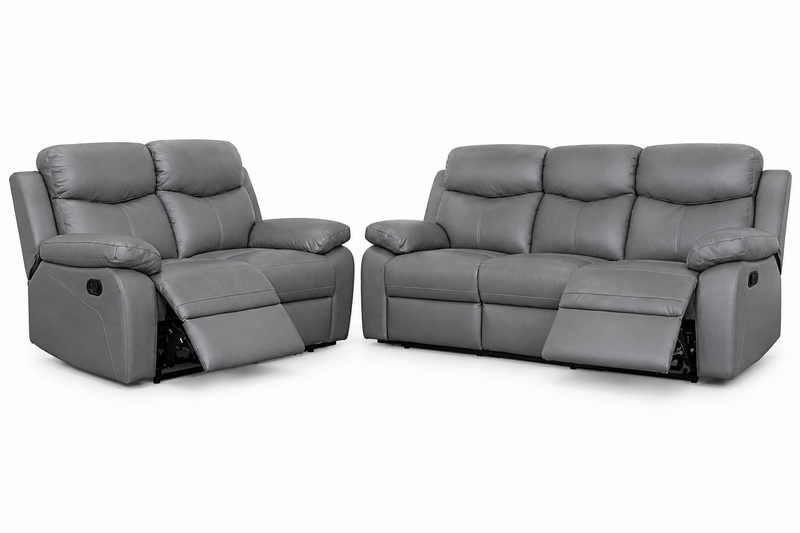 Aveon 2 Piece Pillow Top Arm Reclining Sofa and Loveseat Set in Leather Match - Available in 3 Colours