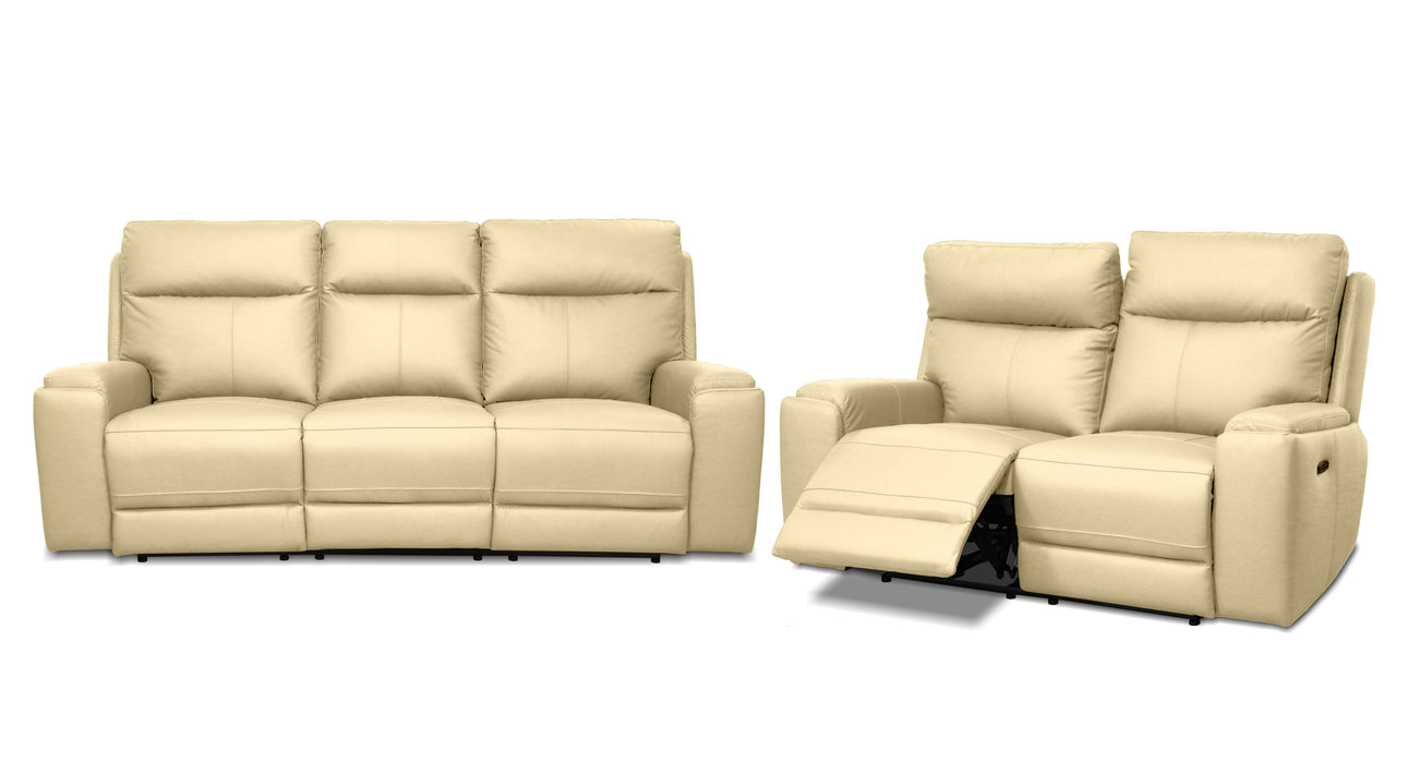 Pending - Levoluxe Light Taupe Arlo 2 Piece Power Reclining Sofa and Loveseat Set with Power Headrests in Leather Match - Available in 2 Colours