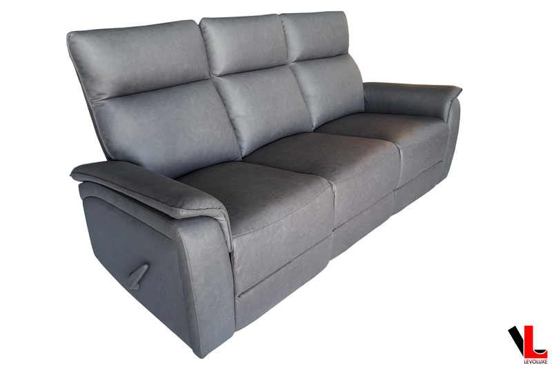 Pending - Levoluxe Sereno 78” Jaxxon Smoke Reclining 3 Seater Sofa