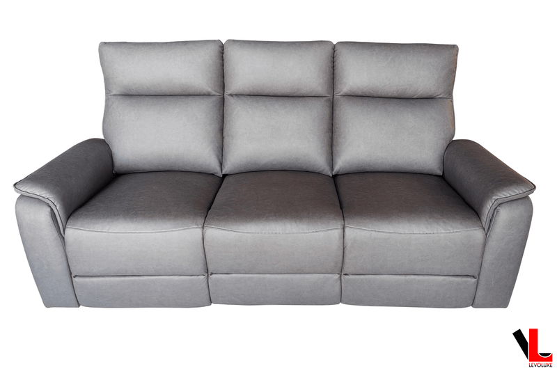 Pending - Levoluxe Sereno 78” Jaxxon Smoke Reclining 3 Seater Sofa
