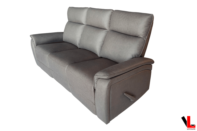Pending - Levoluxe Sereno 78” Jaxxon Smoke Reclining 3 Seater Sofa