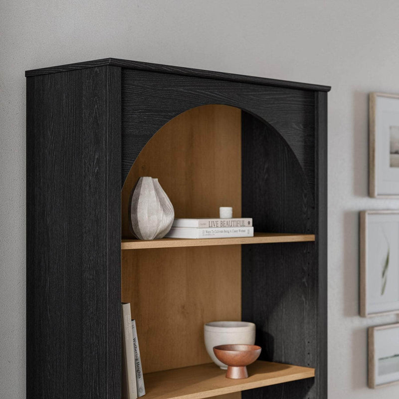 Pending - Modubox Bookcase Ark 78" Arched Bookcase in Black Oak
