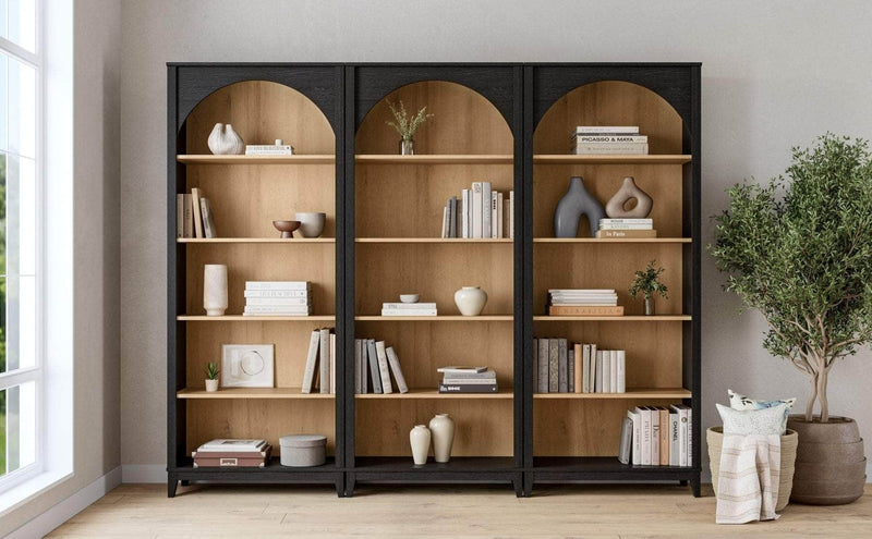 Pending - Modubox Bookcase Ark 78" Arched Bookcase in Black Oak