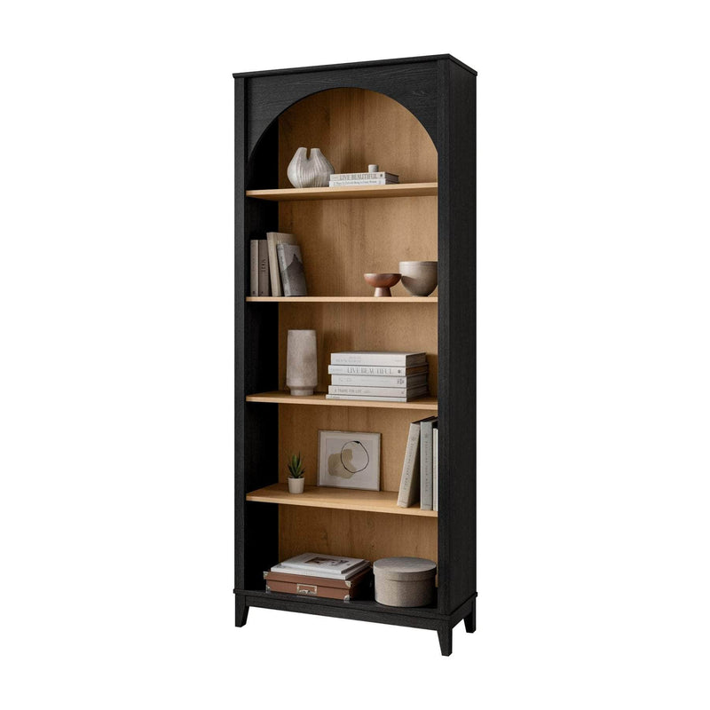 Pending - Modubox Bookcase Ark 78" Arched Bookcase in Black Oak