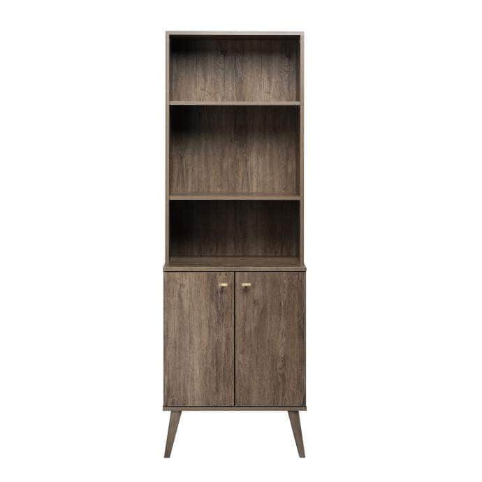 Pending - Modubox Bookcase Drifted Grey Milo Mid-Century Modern Tall Bookcase with Adjustable Shelves - Available in 3 Colours