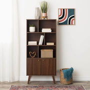 Pending - Modubox Bookcase Milo Mid-Century Modern Bookcase with 6 Shelves and 2 Doors - Available in 4 Colours