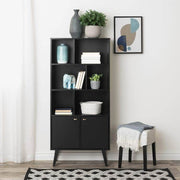 Pending - Modubox Bookcase Milo Mid-Century Modern Bookcase with 6 Shelves and 2 Doors - Available in 4 Colours