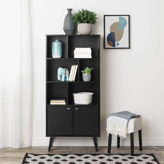 Pending - Modubox Bookcase Milo Mid-Century Modern Bookcase with 6 Shelves and 2 Doors - Available in 4 Colours