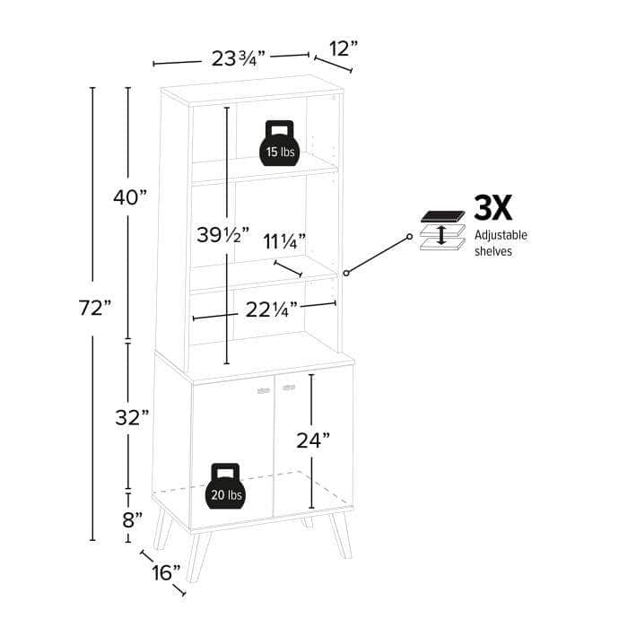 Pending - Modubox Bookcase Milo Mid-Century Modern Tall Bookcase with Adjustable Shelves - Available in 3 Colours