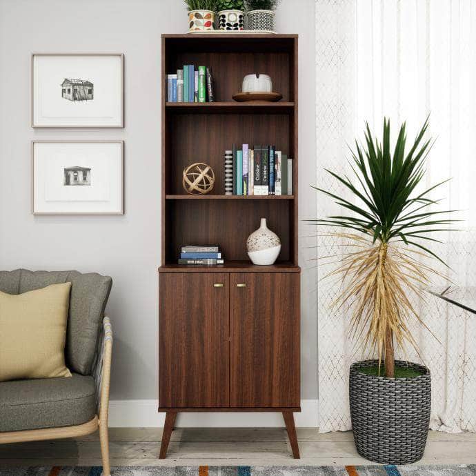 Pending - Modubox Bookcase Milo Mid-Century Modern Tall Bookcase with Adjustable Shelves - Available in 3 Colours