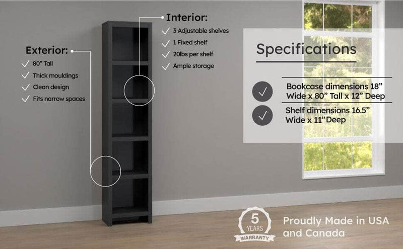 Pending - Modubox Bookcase Moda 80" Bookcase - Available in 3 Colours