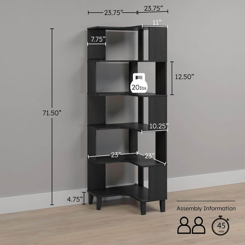 Pending - Modubox Bookcase Nordik 71.5" L-Shaped Corner Bookcase - Available in 3 Colours