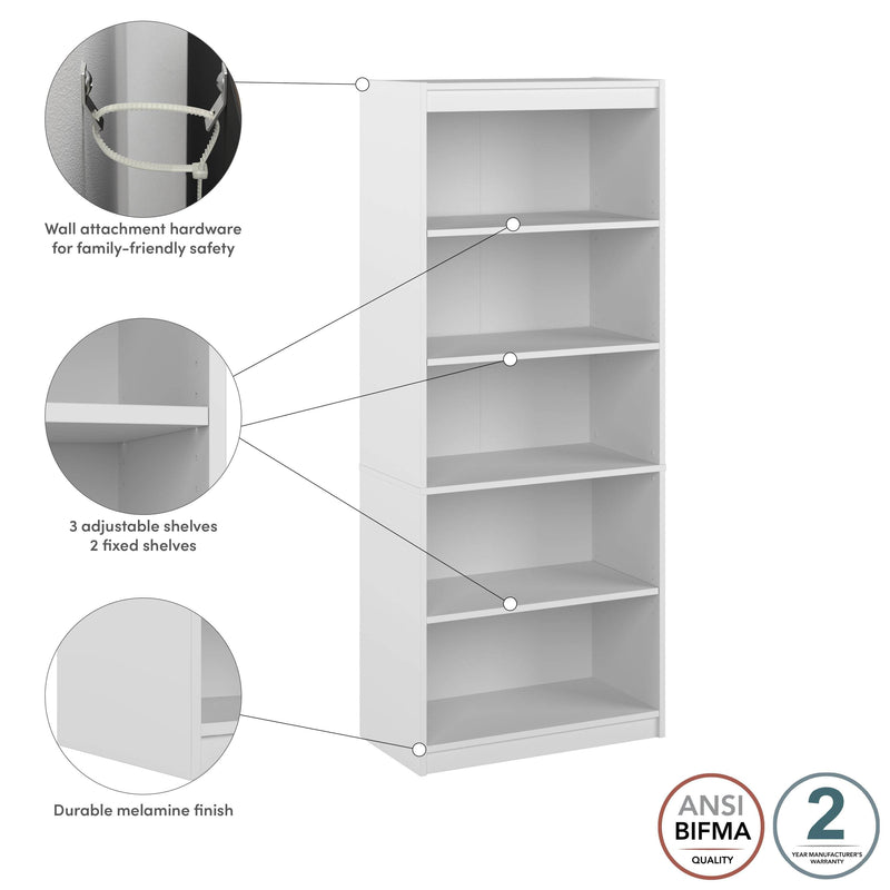 Pending - Modubox Bookcase Universel 30W Standard 5 Shelf Bookcase - Available in 4 Colours