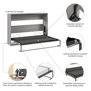 Pending - Modubox Claremont 80"W Full Horizontal Murphy Bed - Available in 2 Colours