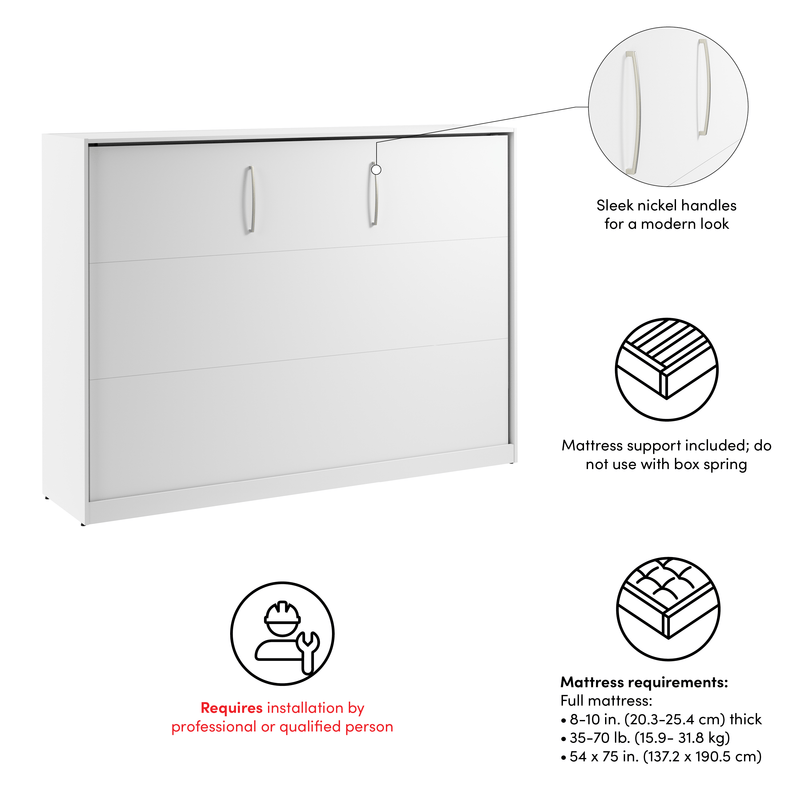 Pending - Modubox Claremont 80"W Full Horizontal Murphy Bed - Available in 2 Colours