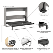 Pending - Modubox Claremont 85"W Queen Horizontal Murphy Bed - Available in 2 Colours