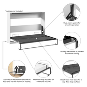 Pending - Modubox Claremont 85"W Queen Horizontal Murphy Bed - Available in 2 Colours