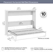 Pending - Modubox Claremont 85"W Queen Horizontal Murphy Bed - Available in 2 Colours