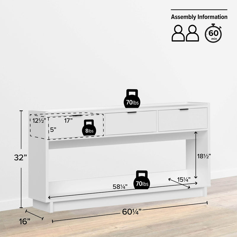 Pending - Modubox Console Table Simply Modern 60.25" Console - Available in 3 Colours