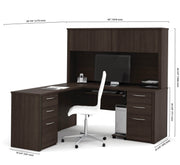Pending - Modubox Desk Embassy 66W L-Shaped Desk with Two Pedestals and Hutch in Dark Chocolate