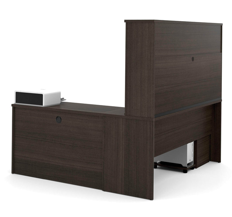Pending - Modubox Desk Embassy 72W L-Shaped Desk with Hutch and 2 Pedestals in Dark Chocolate