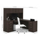 Pending - Modubox Desk Embassy 72W L-Shaped Desk with Hutch and 2 Pedestals in Dark Chocolate
