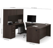 Pending - Modubox Desk Embassy 72W U-Shaped Executive Desk with Pedestal and Hutch in Dark Chocolate