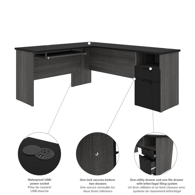 Pending - Modubox Desk Norma 71W L-Shaped Desk with Hutch - Available in 2 Colours
