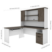 Pending - Modubox Desk Norma 71W L-Shaped Desk with Hutch - Available in 2 Colours