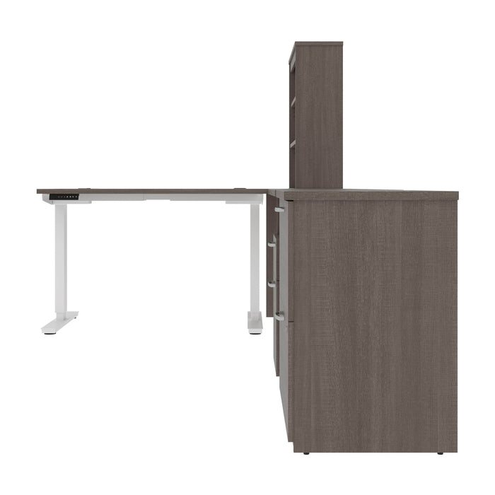 Pending - Modubox Desk Upstand 135W 72W L-Shaped Standing Desk with Bookcase and File Cabinet - Available in 3 Colours