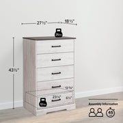 Pending - Modubox Drawer Chest Rustic Ridge 5-Drawer Chest - Available in 4 Colours