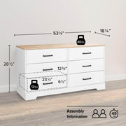 Pending - Modubox Drawer Chest Rustic Ridge Farmhouse 6-Drawer Chest in White & Natural Oak