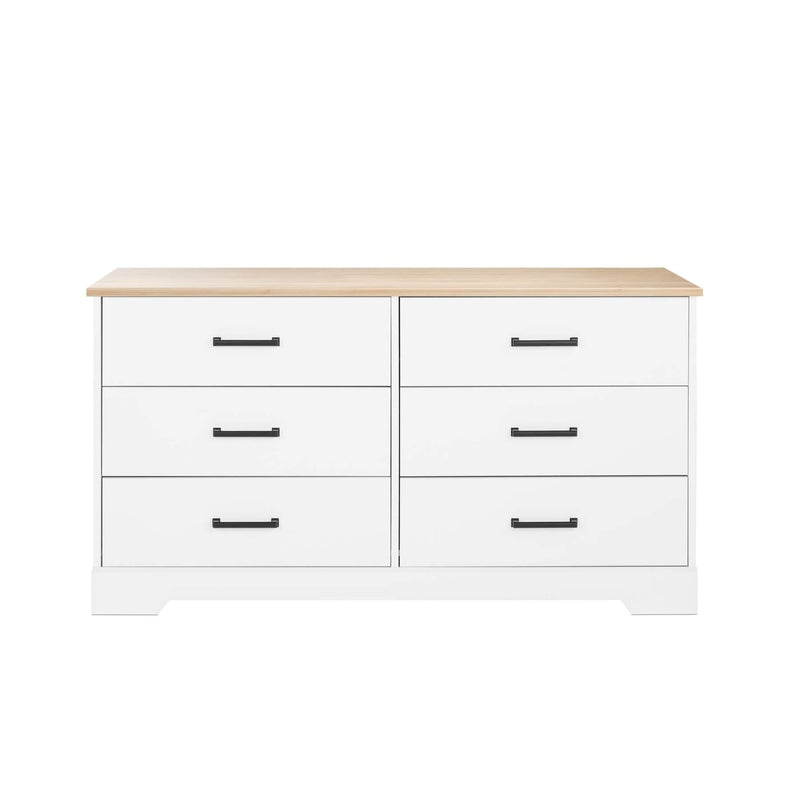 Pending - Modubox Drawer Chest Rustic Ridge Farmhouse 6-Drawer Chest in White & Natural Oak