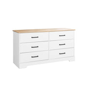 Pending - Modubox Drawer Chest Rustic Ridge Farmhouse 6-Drawer Chest in White & Natural Oak