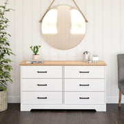 Pending - Modubox Drawer Chest Rustic Ridge Farmhouse 6-Drawer Chest in White & Natural Oak