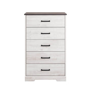 Pending - Modubox Drawer Chest Washed White Rustic Ridge 5-Drawer Chest - Available in 4 Colours