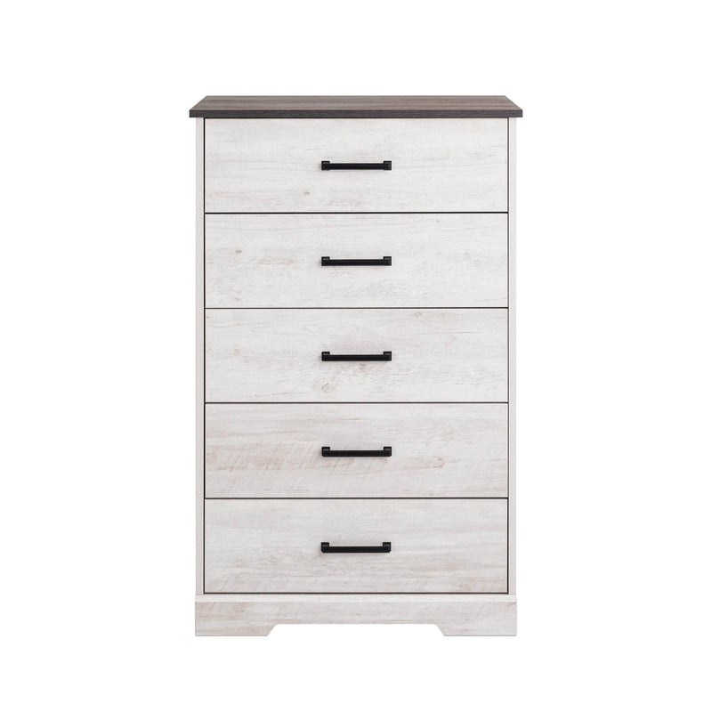 Pending - Modubox Drawer Chest Washed White Rustic Ridge 5-Drawer Chest - Available in 4 Colours