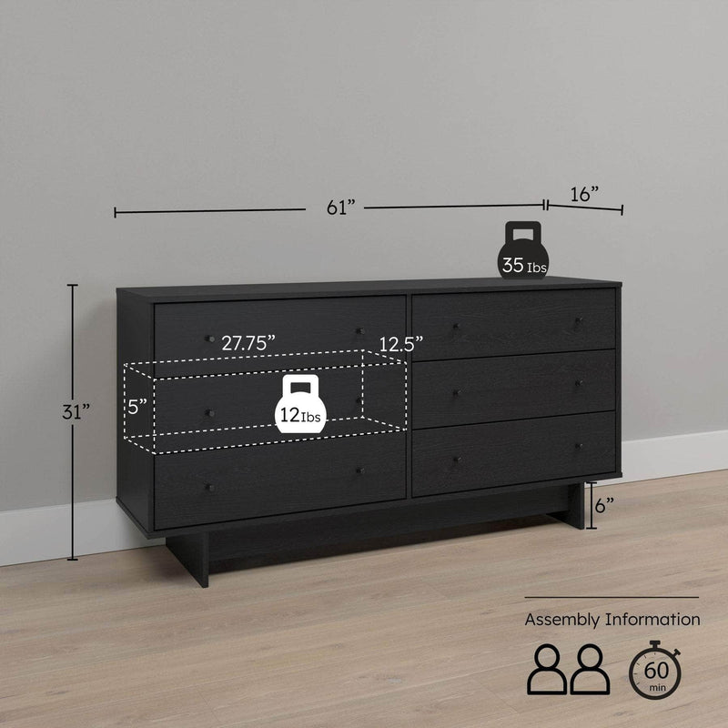 Pending - Modubox Dresser Finnley 6-Drawer Dresser - Available in 2 Colours