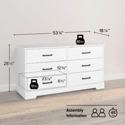 Pending - Modubox Dresser Rustic Ridge 6-Drawer Dresser- Available in 4 Colours