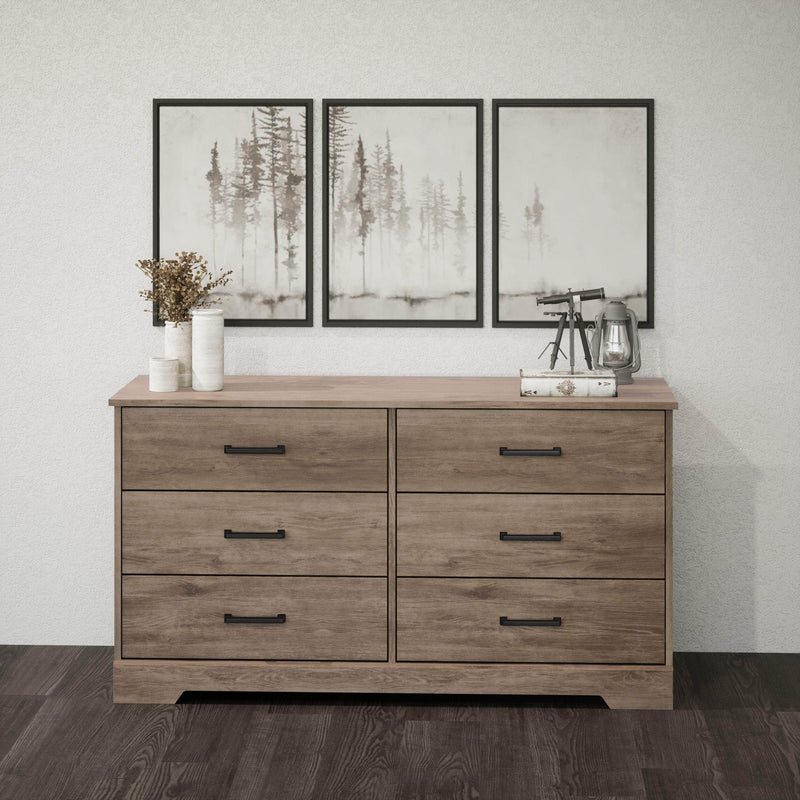 Pending - Modubox Dresser Rustic Ridge 6-Drawer Dresser- Available in 4 Colours