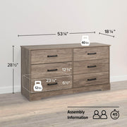 Pending - Modubox Dresser Rustic Ridge 6-Drawer Dresser- Available in 4 Colours