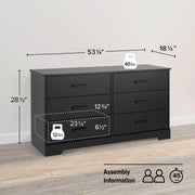 Pending - Modubox Dresser Rustic Ridge 6-Drawer Dresser- Available in 4 Colours