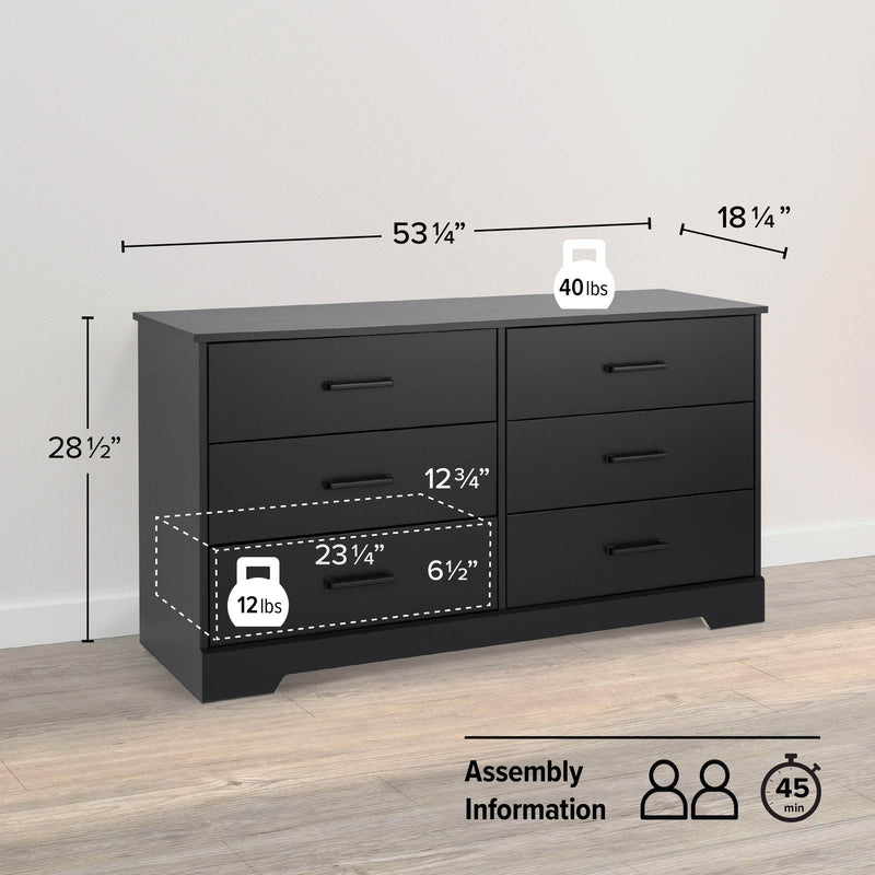 Pending - Modubox Dresser Rustic Ridge 6-Drawer Dresser- Available in 4 Colours