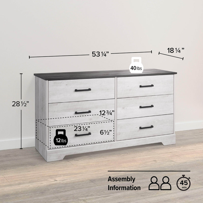 Pending - Modubox Dresser Rustic Ridge 6-Drawer Dresser- Available in 4 Colours
