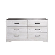 Pending - Modubox Dresser Washed White Rustic Ridge 6-Drawer Dresser- Available in 4 Colours