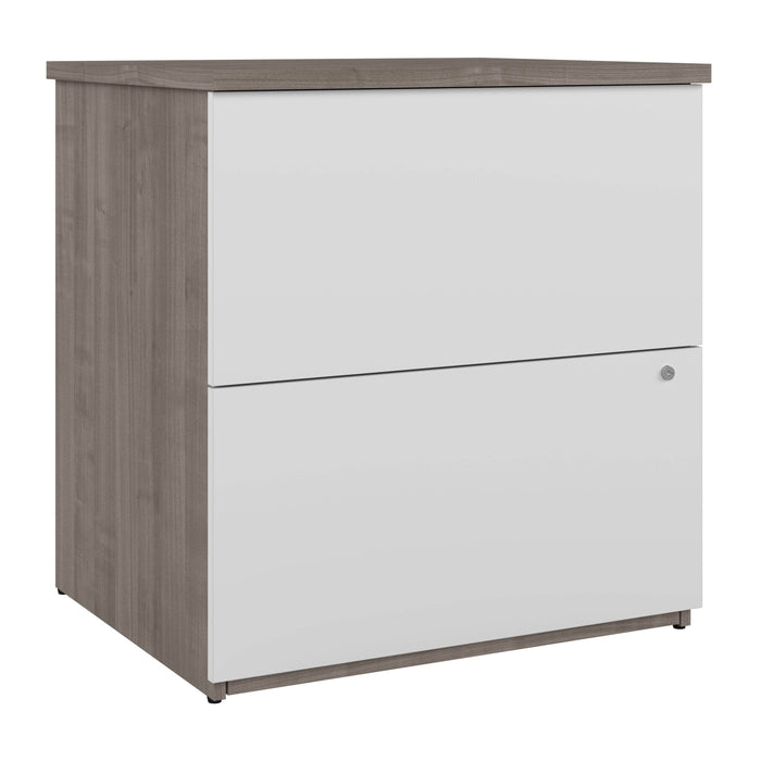 Pending - Modubox File Cabinet Silver Maple and Pure White Universel 28W Standard 2 Drawer Lateral File Cabinet - Available in 5 Colours