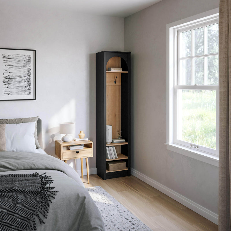 Pending - Modubox Hall Tree Ark 76" Arched Entryway Coat Rack in Black Oak