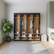 Pending - Modubox Hall Tree Ark 76" Arched Entryway Coat Rack in Black Oak