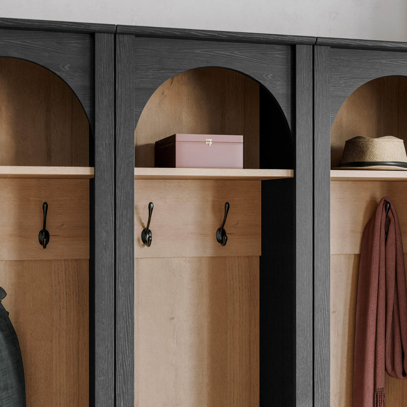 Pending - Modubox Hall Tree Ark 76" Arched Entryway Coat Rack in Black Oak