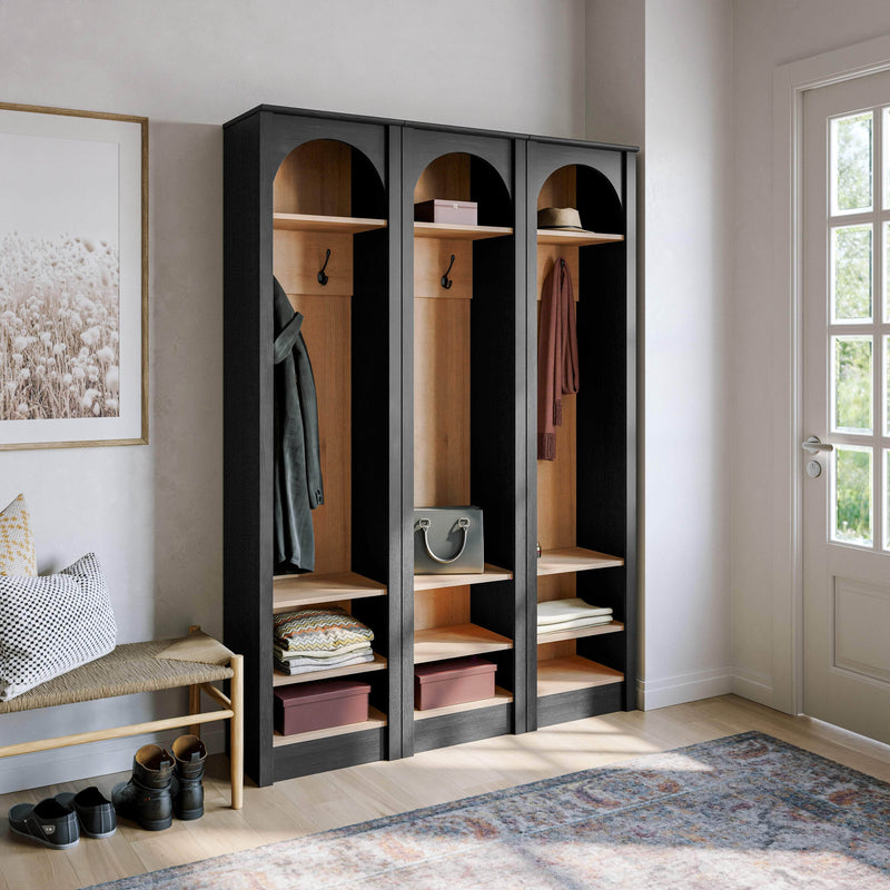 Pending - Modubox Hall Tree Ark 76" Arched Entryway Coat Rack in Black Oak